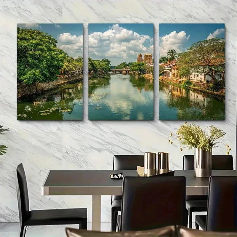 3pcs Sri Lanka Travel South Asia Perfect Wall Art Set Canvas Framed 50x70cm - High Quality Print 100% Australian Made Wall Canvas Ready to Hang