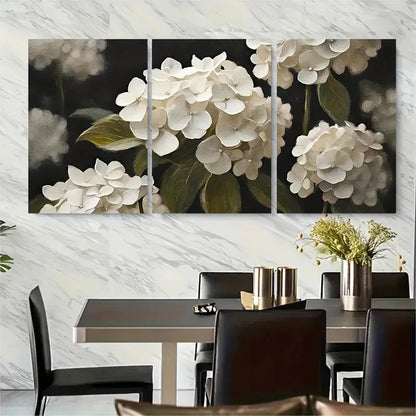3pcs Elegant Dark Background with Soft Focus Metal Print Ready to Hang Art