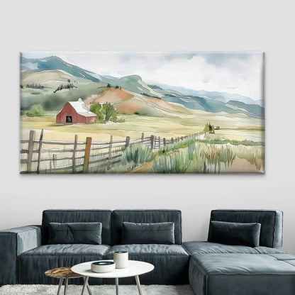Countryside Farm Landscape Wall Art Canvas Office Home Room Framed 120x60cm