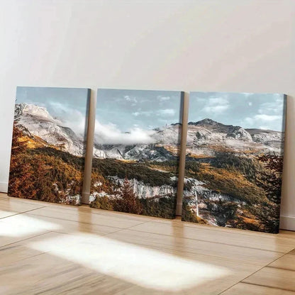3pcs Mountains and Cloudy Landscape Wall Art Set Canvas Framed 50x70cm - High Quality Print 100% Australian Made Wall Canvas Ready to Hang