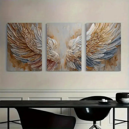 3pcs Abstract Beautiful Angel Wings Metal Print Ready to Hang Art - Bella Home Decor
