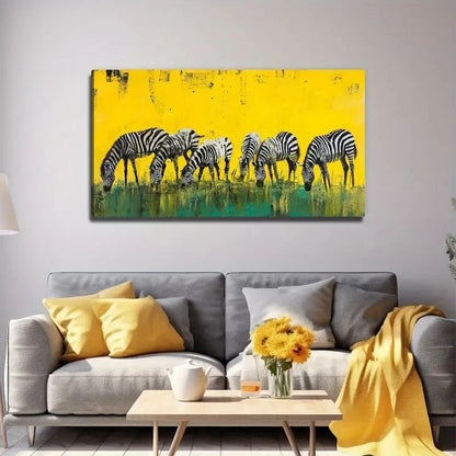Magic Prairie Zebra Wall Art Canvas Office Home Room Framed 120x60cm