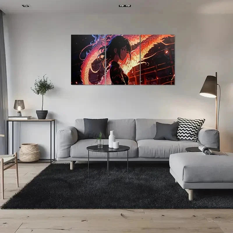 3pcs Golden Hues Japanese Style Metal Print Ready to Hang Art - Bella Home Decor