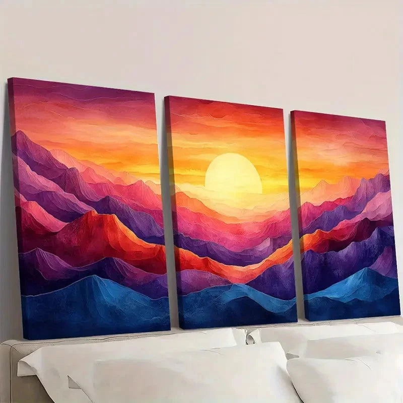 3pcs Sunset Scene for Cozy and Stylish    Wall Art Set Canvas Framed 40x60cm - High Quality Print 100% Australian Made Wall Canvas Ready to Hang