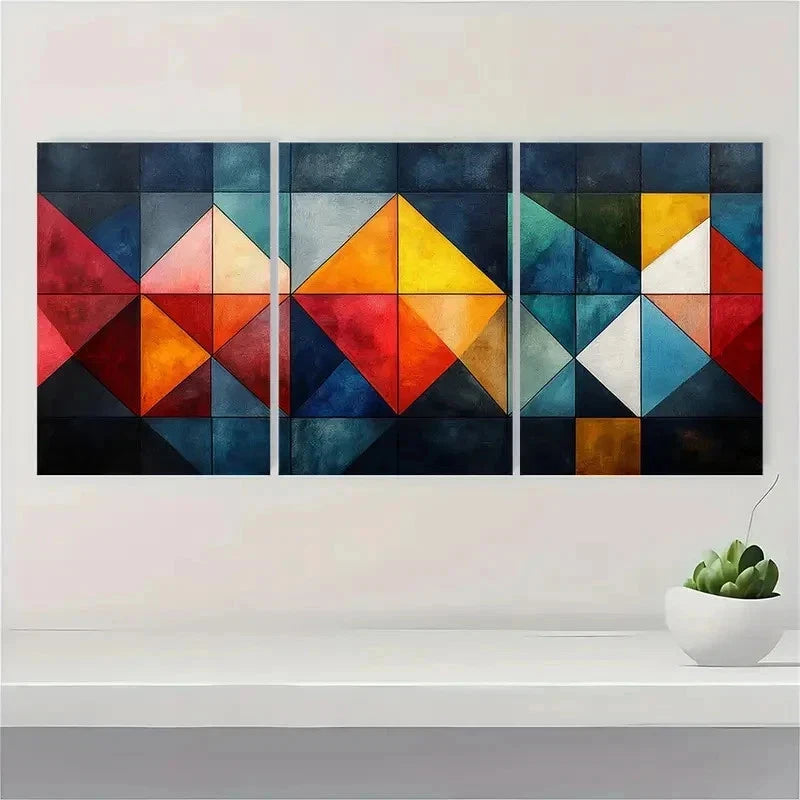 3pcs Geometric Pattern Abstract CF   Wall Art Set Canvas Framed 40x60cm - High Quality Print 100% Australian Made Wall Canvas Ready to Hang - Bella Home Decor