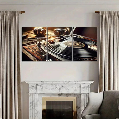 3pcs Record Player Vinyl Record Music Wall Art Set Canvas Framed 40x60cm - High Quality Print 100% Australian Made Wall Canvas Ready to Hang - Bella Home Decor