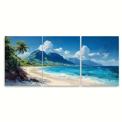 3pcs Caribbean Beach Landscape EW  Wall Art Set Canvas Framed 50x70cm - High Quality Print 100% Australian Made Wall Canvas Ready to Hang - Bella Home Decor