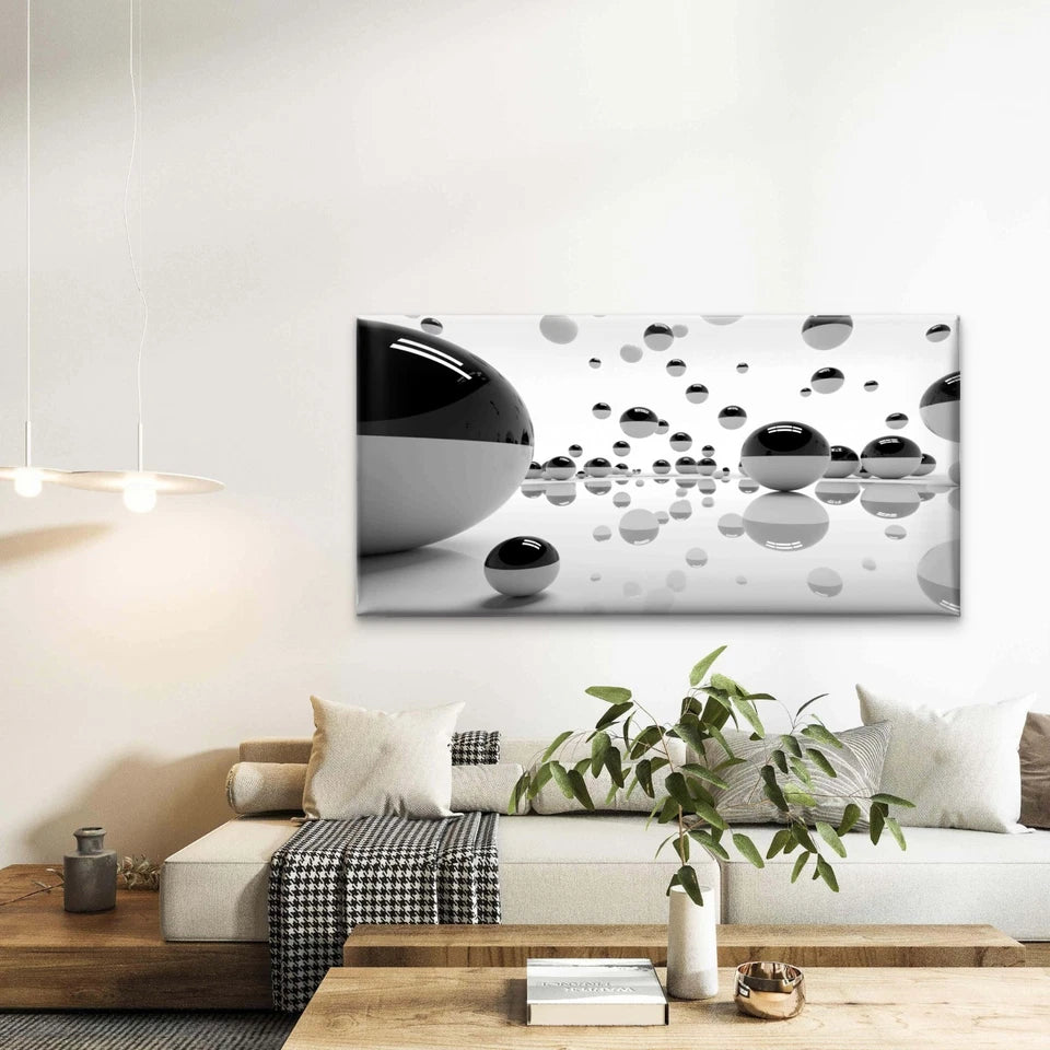 Abstract Black And White Wall Art Canvas Office Home Room Framed 120x60cm - Bella Home Decor