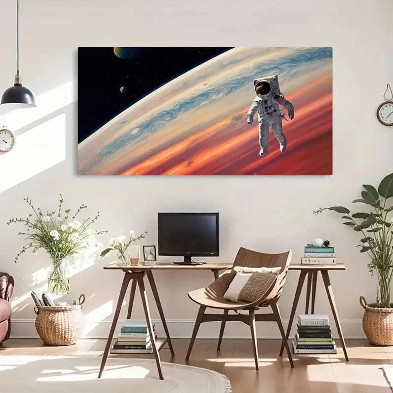 Vibrant Space Scene Planets Wall Art Canvas Office Home Room Framed 120x60cm