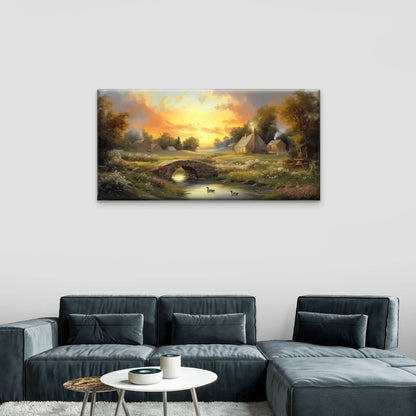 Rivers Villages Nature Wall Art Canvas Office Home Room Framed 120x60cm