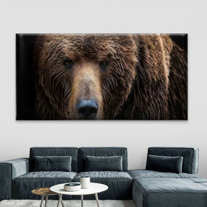 Realistic Close-Up Bear Wall Art Canvas Office Home Room Framed 120x60cm