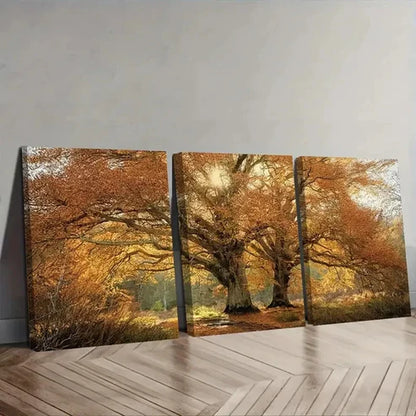 3pcs Vintage Mountain Scenery With Golden Wall Art Set Canvas Unframed - High Quality Print 100% Australian Made Wall Canvas