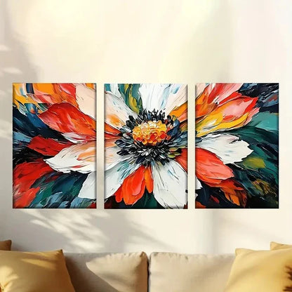 3pcs Painting of a Flower with Many Colors Wall Art Canvas Unframed – High Quality Print 100% Australian Made Wall Canvas