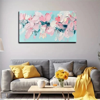 Pink & Blue Abstract Painting Wall Art canvas office home room framed 120x60cm - Bella Home Decor