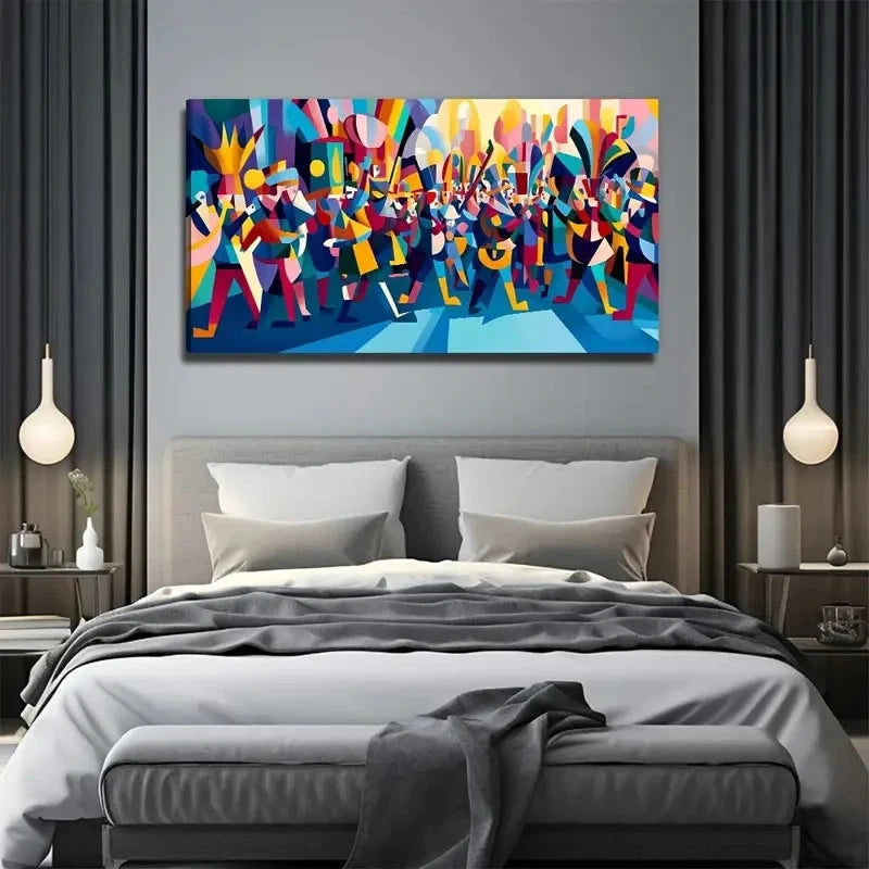A Group Of Dancing People Wall Art Canvas Office Home Room Framed 120x60cm