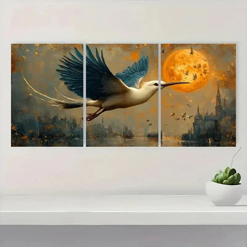 3pcs The Great Flight Fine Art Print Bird Wall Art Set Canvas Unframed - High Quality Print 100% Australian Made Wall Canvas - Bella Home Decor