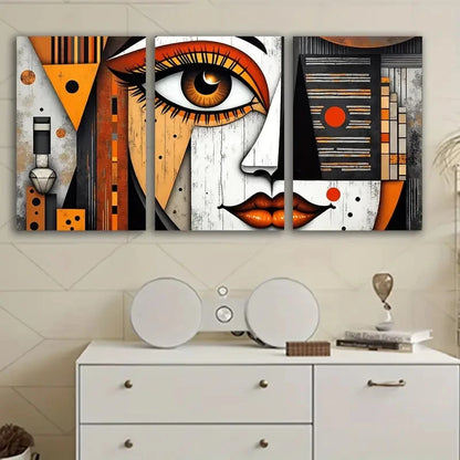 3pcs Woman’s Face Wall Art Set Canvas Framed 50x70cm - High Quality Print 100% Australian Made Wall Canvas Ready to Hang