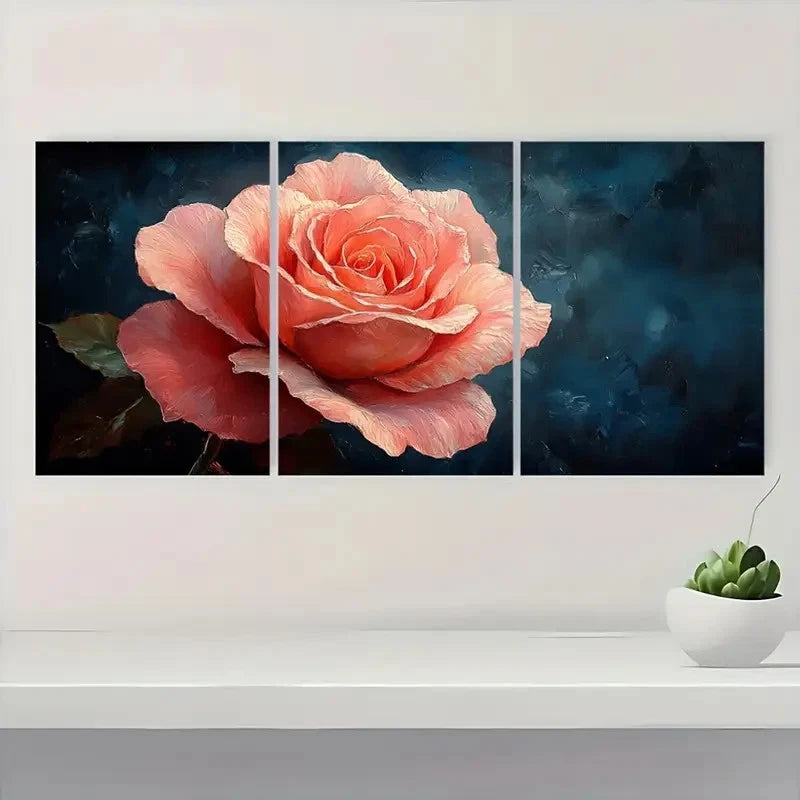 3pcs  Pink Rose Art Elegant Floral  EF   Wall Art Set Canvas Framed 40x60cm - High Quality Print 100% Australian Made Wall Canvas Ready to Hang - Bella Home Decor
