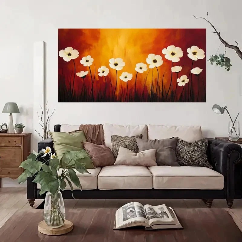 Modern Vintage Abstract Floral Wall Art Canvas Office Home Room Framed 120x60cm