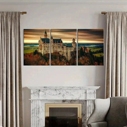 3pcs Medieval Architecture Art Castle Wall Art Set Canvas Framed 50x70cm - High Quality Print 100% Australian Made Wall Canvas Ready to Hang - Bella Home Decor