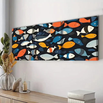 3pcs Fish Pattern Colorful Relax Perfect Wall Art Set Canvas Unframed - High Quality Print 100% Australian Made Wall Canvas