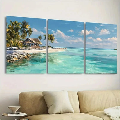 3pcs Maldives Travel Print Wall Art Set Canvas Framed 60x90cm - High Quality Print 100% Australian Made Wall Canvas Ready to Hang