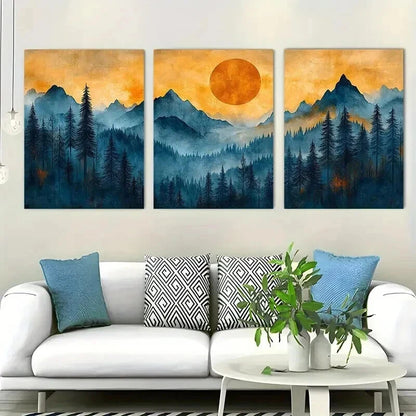 3pcs Mountain Minimalist Forest Abstract Perfect Wall Art Set Canvas Framed 60x90cm - High Quality Print 100% Australian Made Wall Canvas Ready to Hang - Bella Home Decor