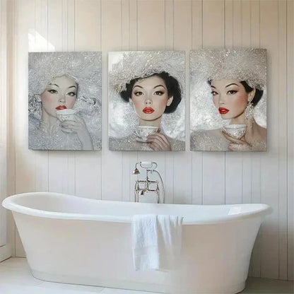 3pcs Elegant Woman Glamour Portrait Perfect Wall Art Canvas Unframed – High Quality Print 100% Australian Made Wall Canvas