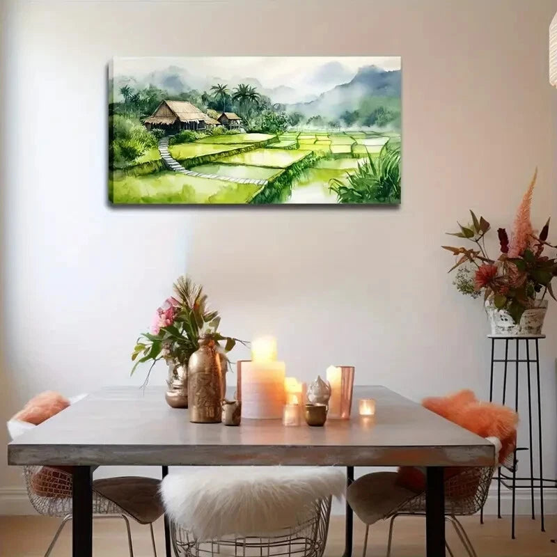Summer Ladder Hut Décor Wall Art Canvas Office Home Room Framed 120x60cm - Bella Home Decor