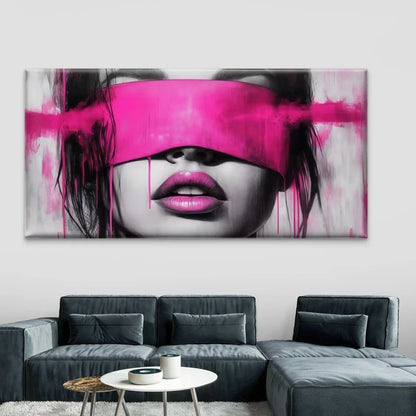 Abstract Pink & Black Hair Wall Art Canvas Office Home Room Framed 120x60cm