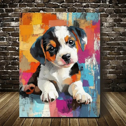 Beautiful Modern Abstract Puppy Contemporary Painting 40x60cm Metal Print Ready to Hang - Bella Home Decor