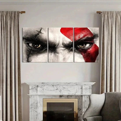 3pcs Modern Video Game Character Kratos Wall Art Set Canvas Framed 60x90cm - High Quality Print 100% Australian Made Wall Canvas Ready to Hang - Bella Home Decor