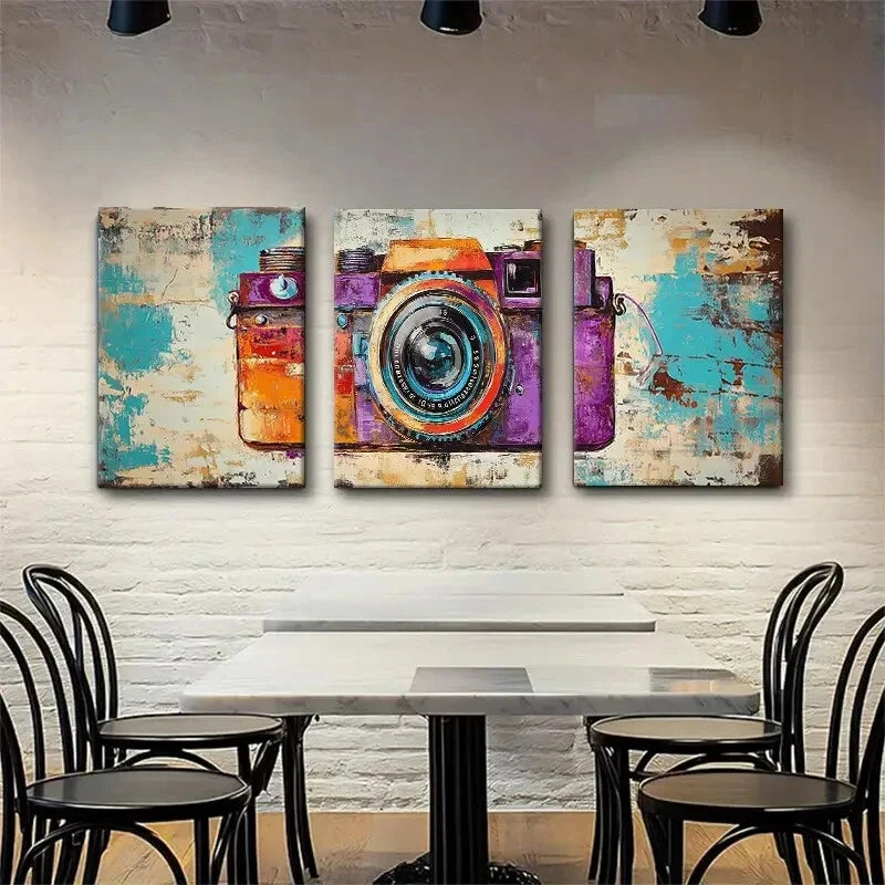 3pcs Vintage Camera Aesthetic Metal Print Ready to Hang Art - Bella Home Decor