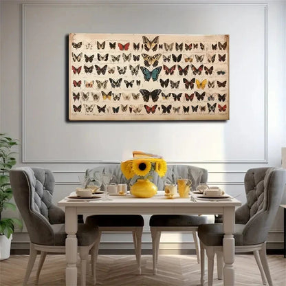 Vibrant Butterfly Specimen Wall Art Canvas Office Home Room Framed 120x60cm