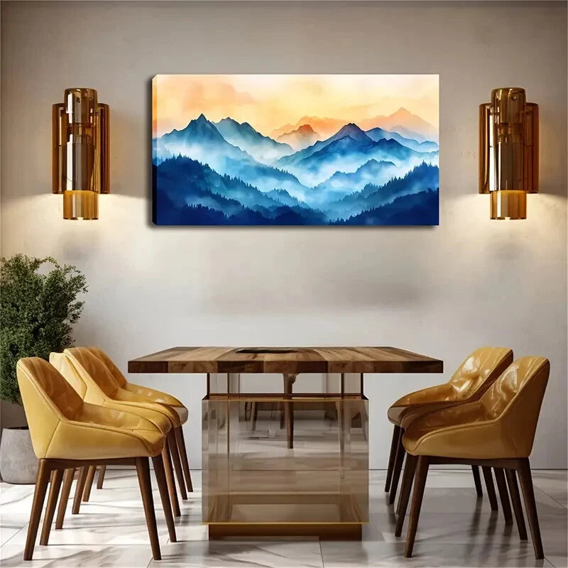 Serene Forest Blue Hues Décor Wall Art Canvas Office Home Room Framed 120x60cm - Bella Home Decor