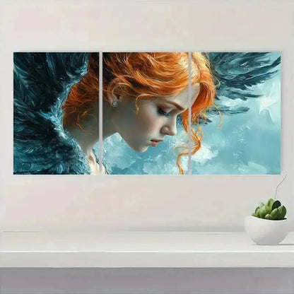 3pcs Vibrant Red-Haired Angelic Design Perfect Wall Art Set Canvas Framed 50x70cm - High Quality Print 100% Australian Made Wall Canvas Ready to Hang