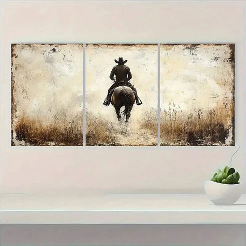 3pcs Vintage Equestrian Horse and Rider  Wall Art Set Canvas Unframed - High Quality Print 100% Australian Made Wall Canvas - Bella Home Decor