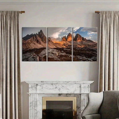 3pcs Sunset & Rocky Mountain Landscape Wall Art Set Canvas Framed 40x60cm - High Quality Print 100% Australian Made Wall Canvas Ready to Hang - Bella Home Decor