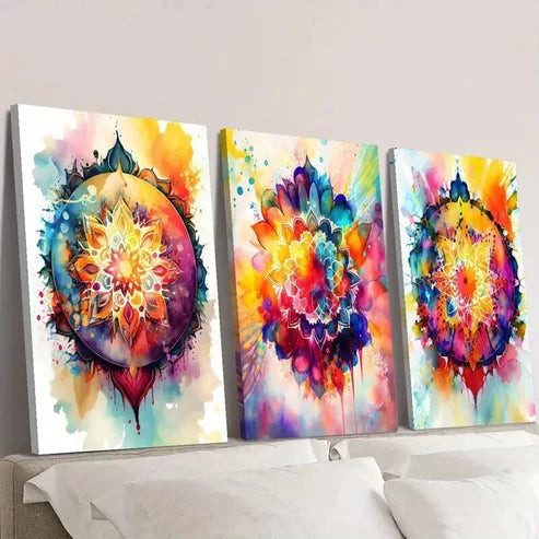 3pcs Abstract Flower Totem Design Wall Art Canvas Unframed - High Quality Print 100% Australian Made Wall Canvas - Bella Home Decor