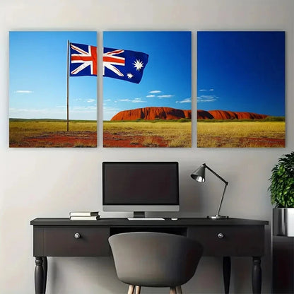 3pcs Lovers Flag Australia  Wall Art Set Canvas Framed 60x90cm - High Quality Print 100% Australian Made Wall Canvas Ready to Hang - Bella Home Decor