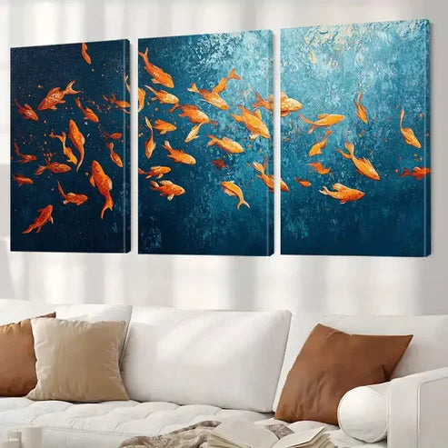 3pcs Underwater Fish Aesthetic Decorative  Art Set Canvas Unframed - High Quality Print 100% Australian Made Wall Canvas