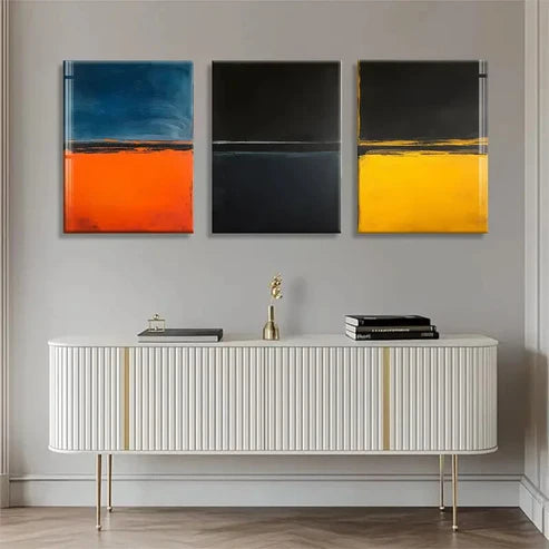 3pcs Geometric Design with Bold Orange Perfect Wall Art Canvas Unframed – High Quality Print 100% Australian Made Wall Canvas - Bella Home Decor