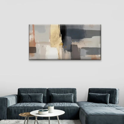 Brown And Gray Abstract Wall Art Canvas Office Home Room Framed 120x60cm