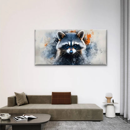 Charming Raccoon Abstract Wall Art Canvas Office Home Room Framed 120x60cm