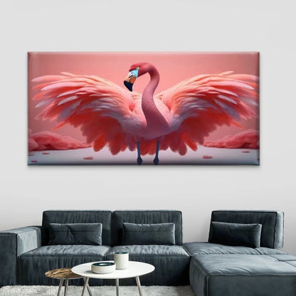 Flamingo with Spread Wings Wall Art Canvas Office Home Room Framed 120x60cm