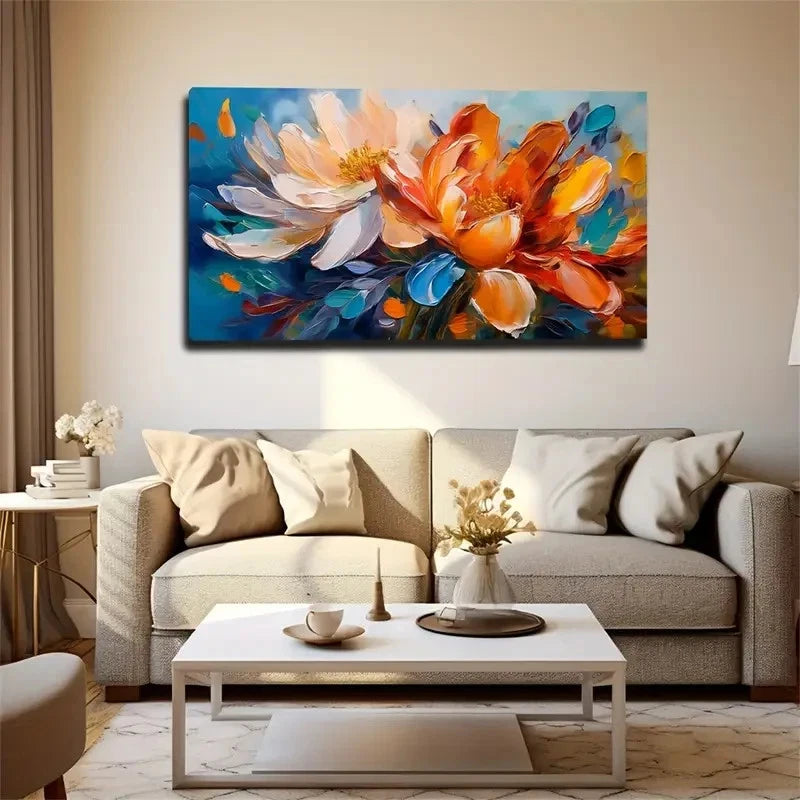 Modern Vibrant Floral Décor Wall Art Canvas Office Home Room Framed 120x60cm