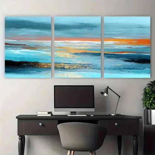 3pcs Abstract Sunrise Minimalist Perfect Wall Art Set Canvas Unframed – High Quality Print 100% Australian Made Wall Canvas