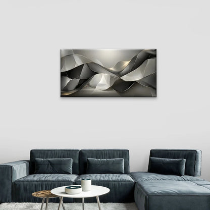 Black White Abstract Silvery Wall Art Canvas Office Home Room Framed 120x60cm