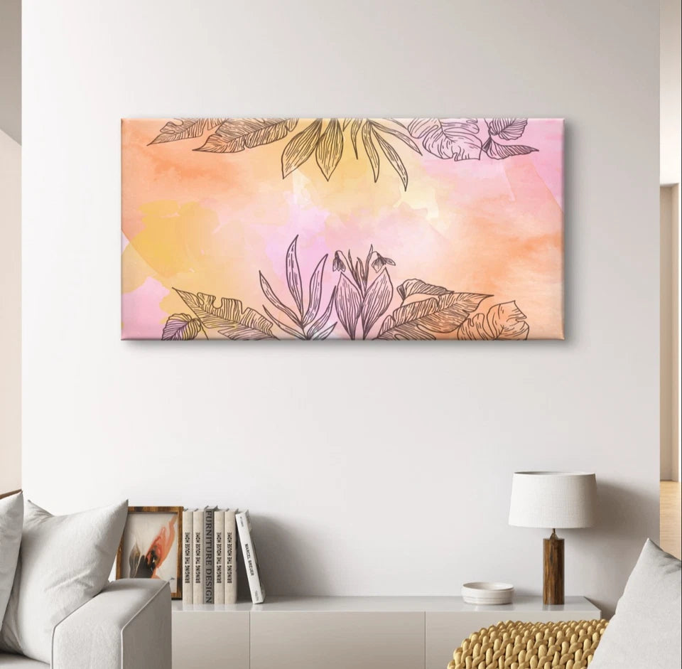 Modern Abstract Pastel Watercolour Pink Wall Art Canvas Office Home Framed 120x60cm
