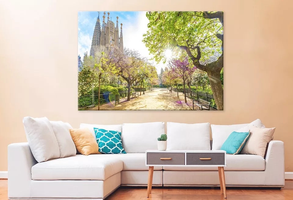 Blooming Spring Park In Barcelona Wall Art Decor 100% Australian Made - Bella Home Decor